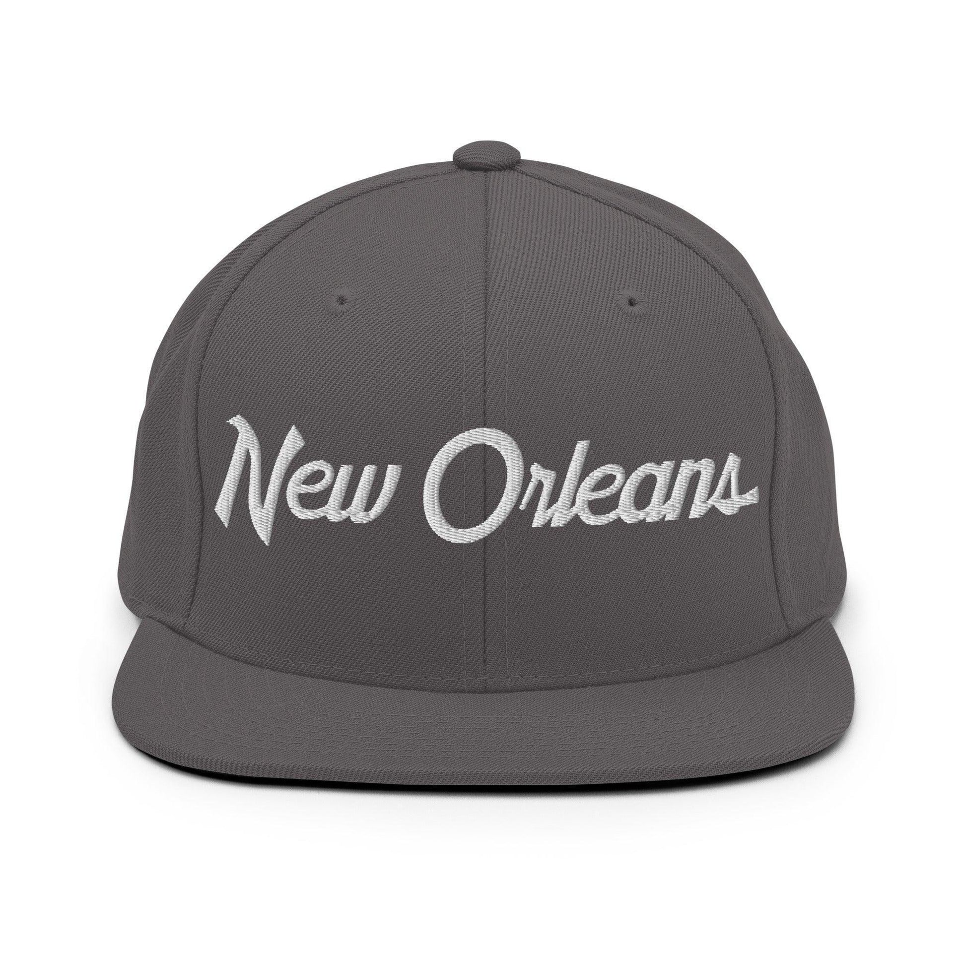 New Orleans Script Snapback Hat Dark Grey