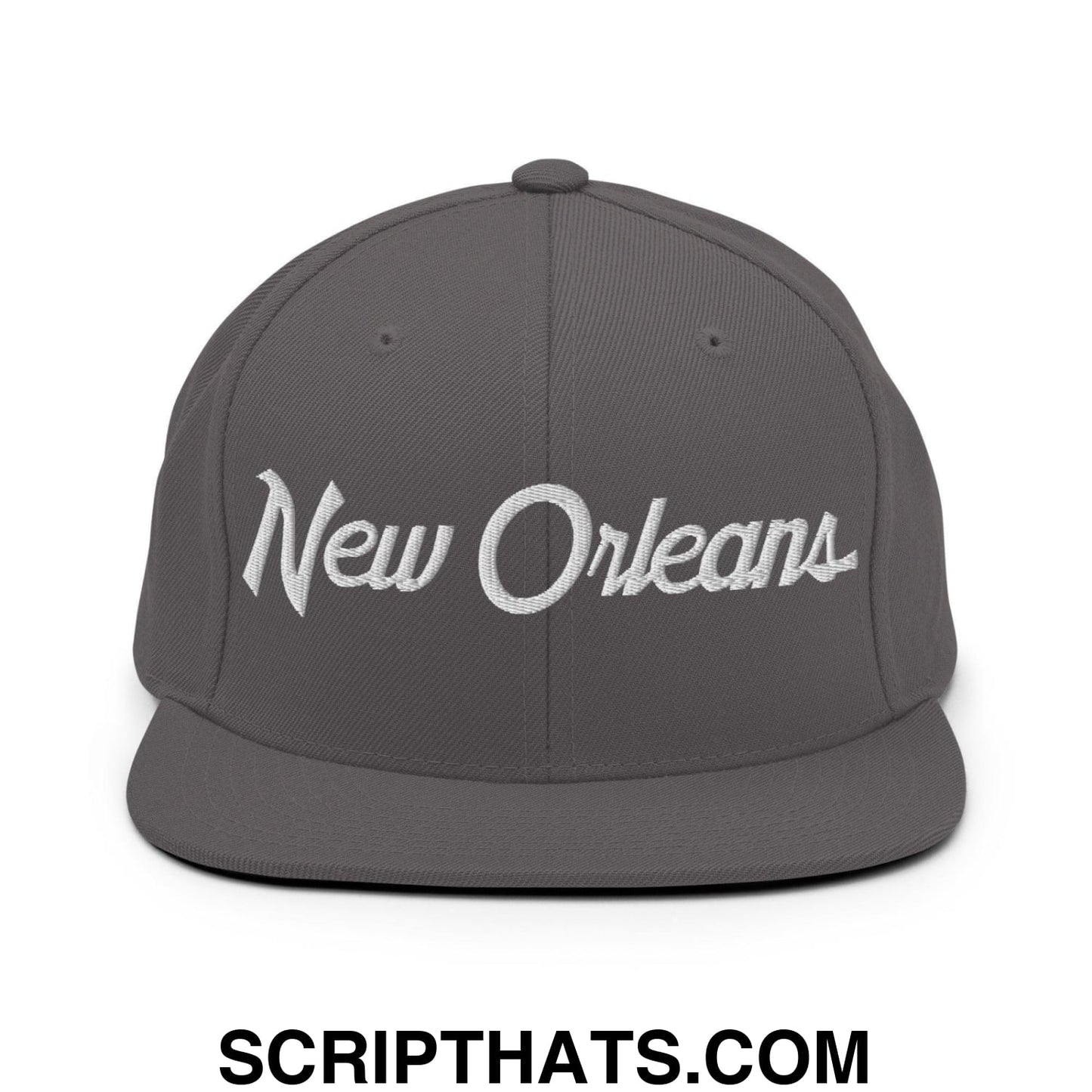 New Orleans Script Snapback Hat Dark Grey