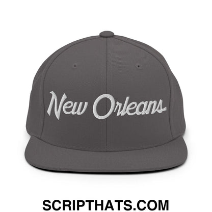 New Orleans Script Snapback Hat Dark Grey