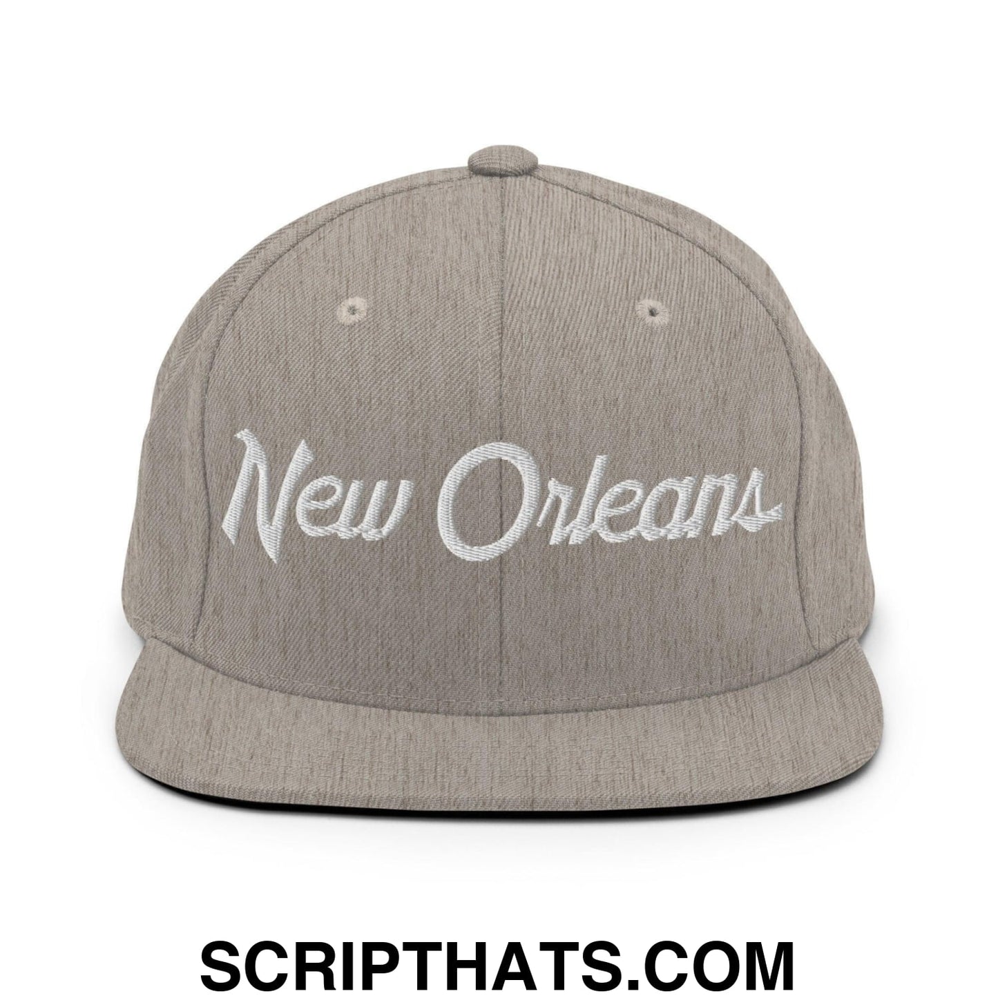 New Orleans Script Snapback Hat Heather Grey