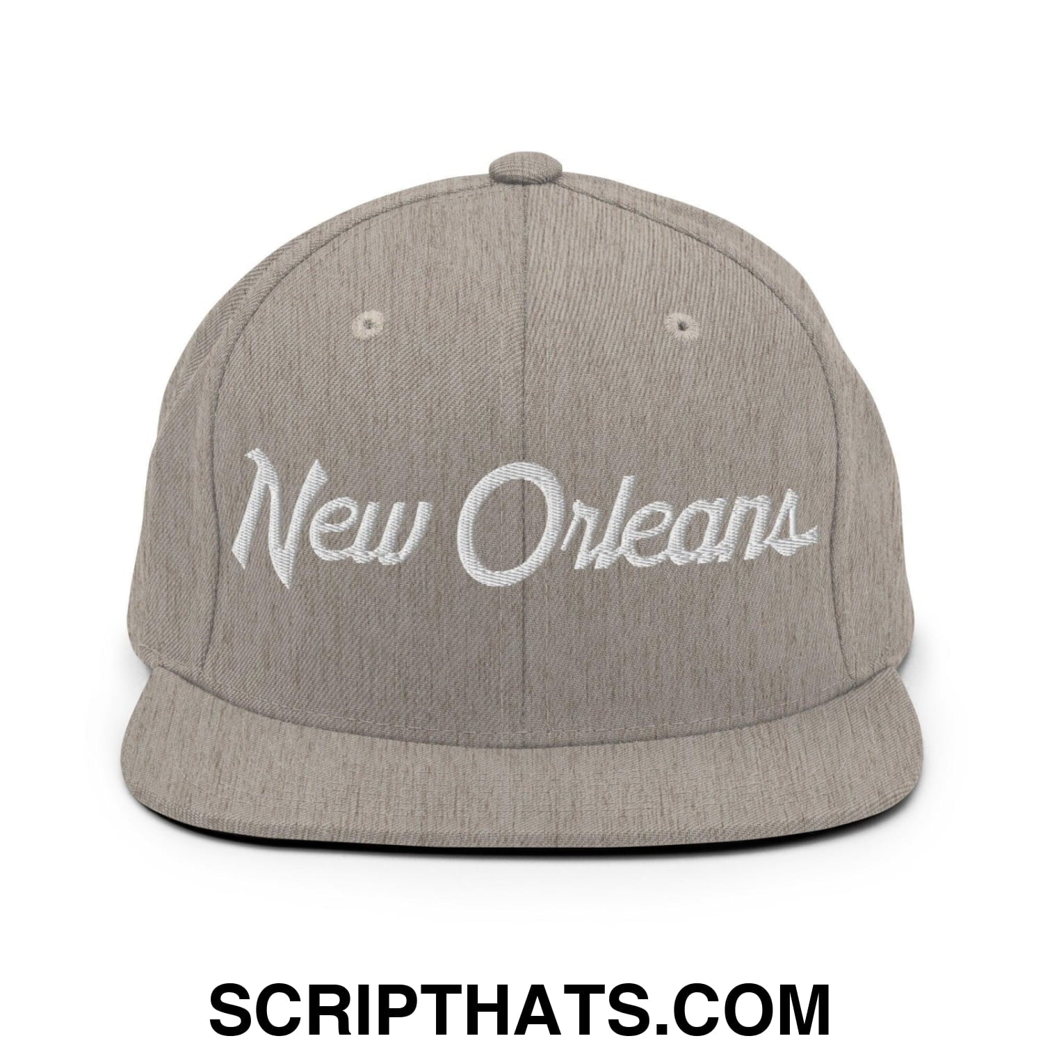 New Orleans Script Snapback Hat Heather Grey
