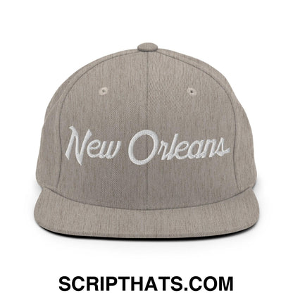 New Orleans Script Snapback Hat Heather Grey
