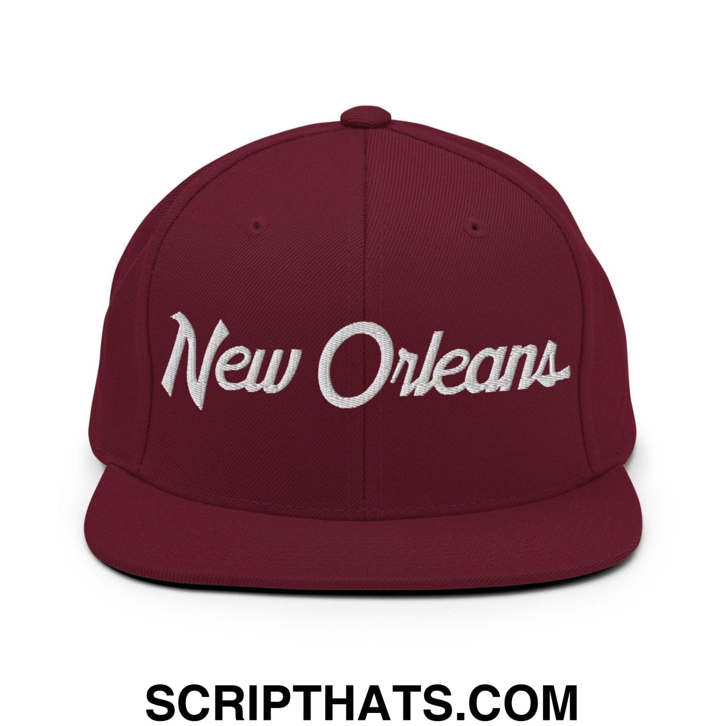 New Orleans Script Snapback Hat Maroon