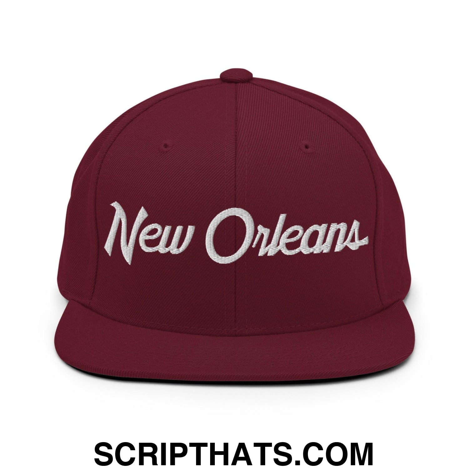 New Orleans Script Snapback Hat Maroon