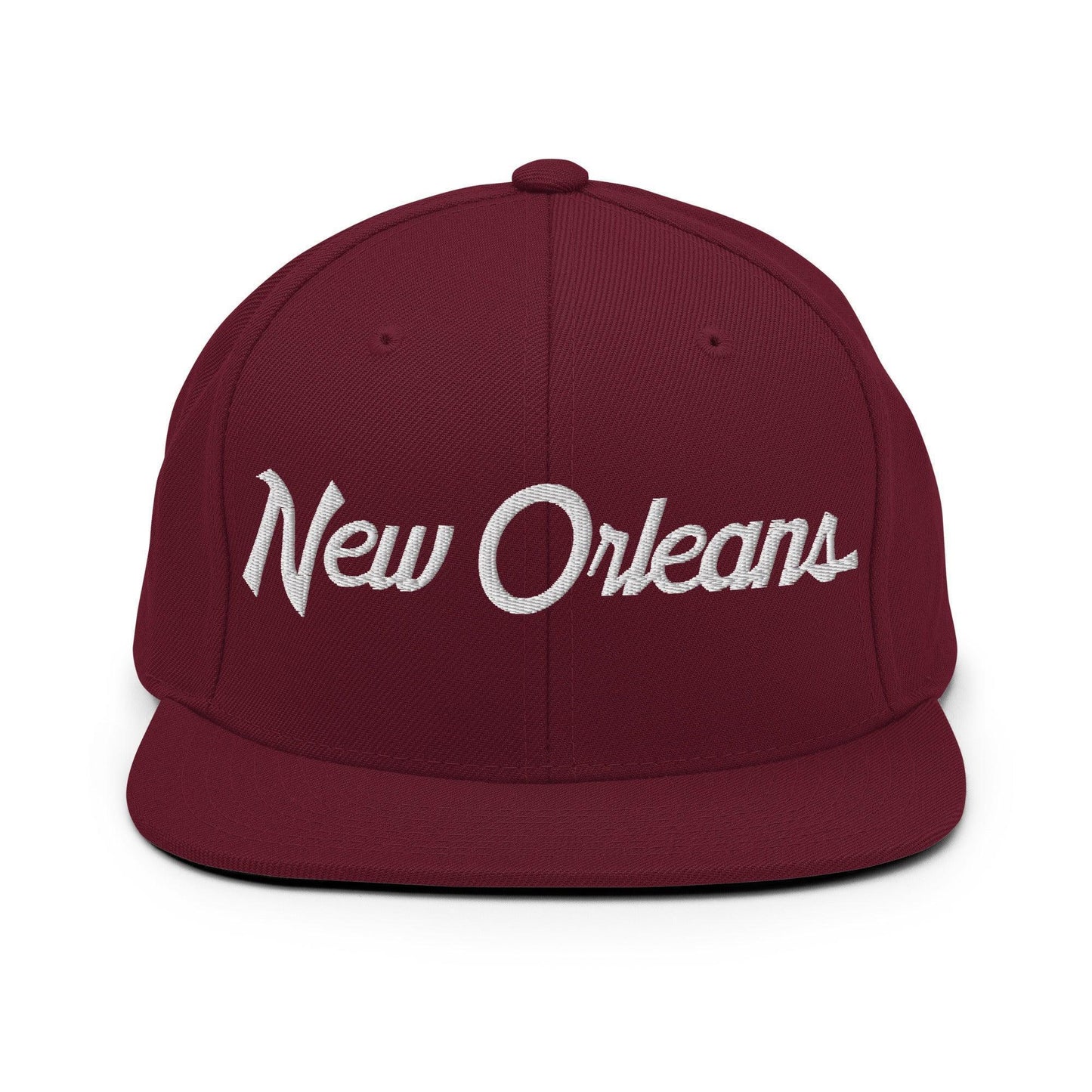 New Orleans Script Snapback Hat Maroon
