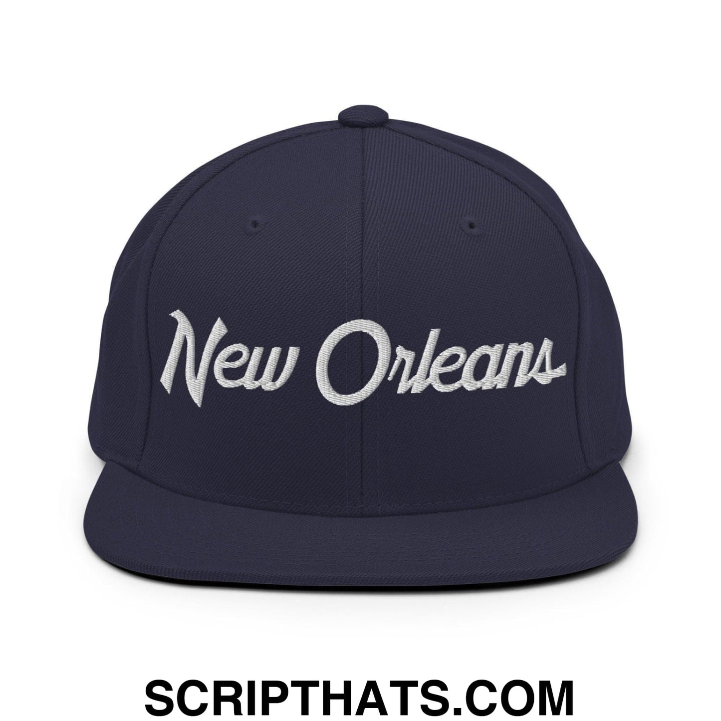 New Orleans Script Snapback Hat Navy