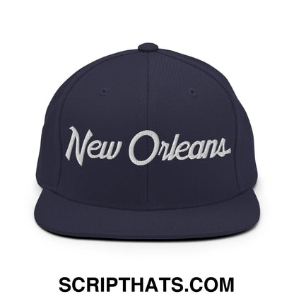 New Orleans Script Snapback Hat Navy
