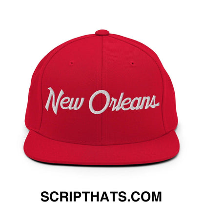 New Orleans Script Snapback Hat Red