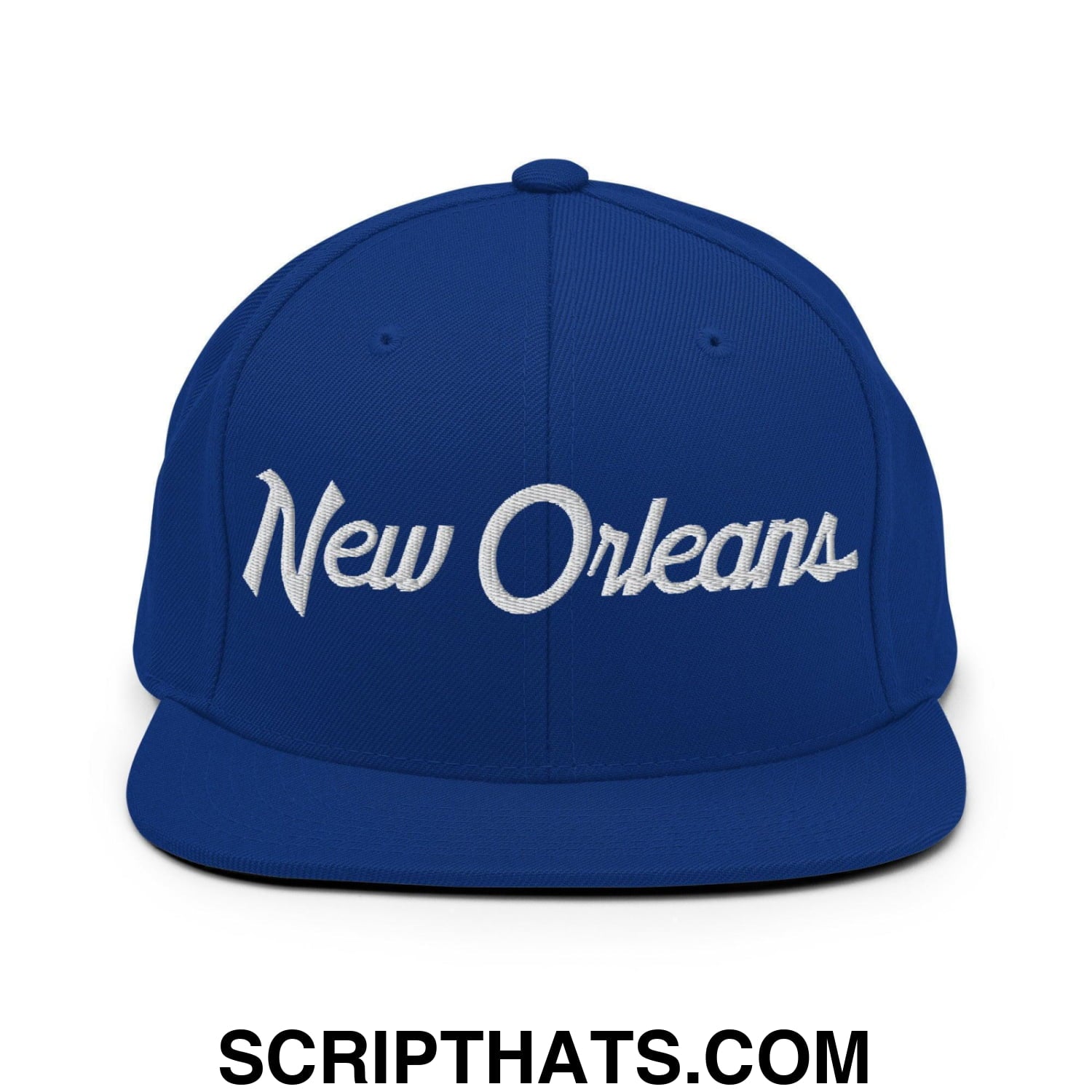 New Orleans Script Snapback Hat Royal Blue
