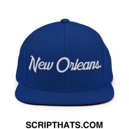 New Orleans Script Snapback Hat Royal Blue