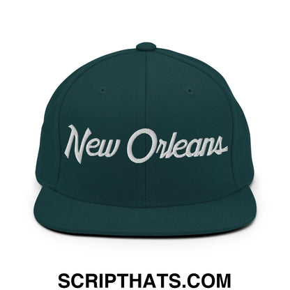 New Orleans Script Snapback Hat Spruce
