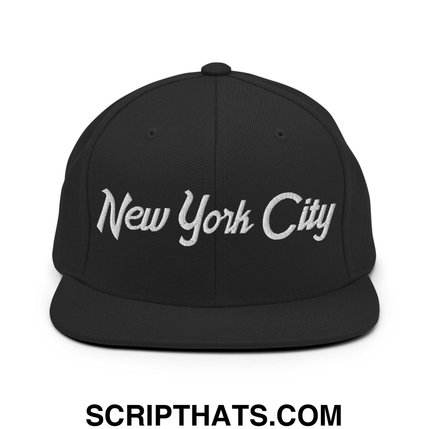 New York City Script Snapback Hat Black
