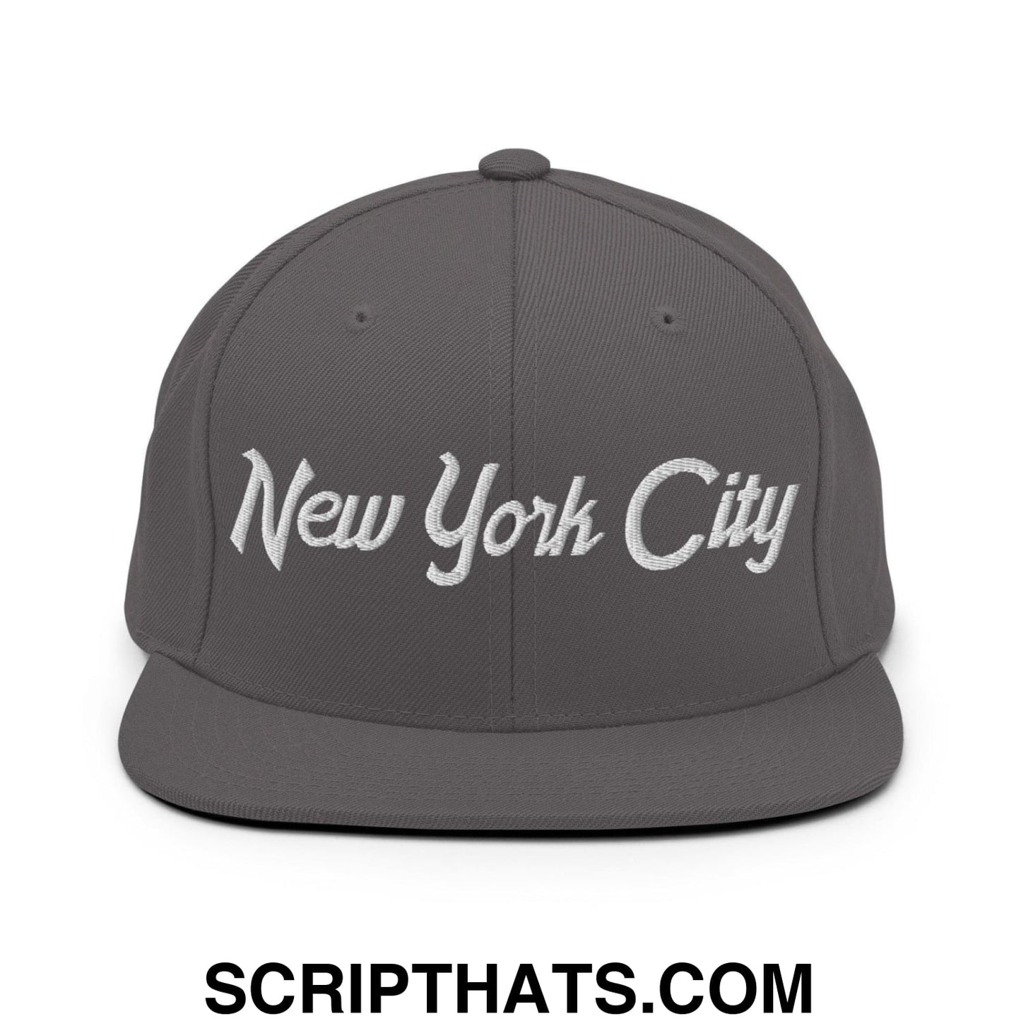 New York City Script Snapback Hat Dark Grey