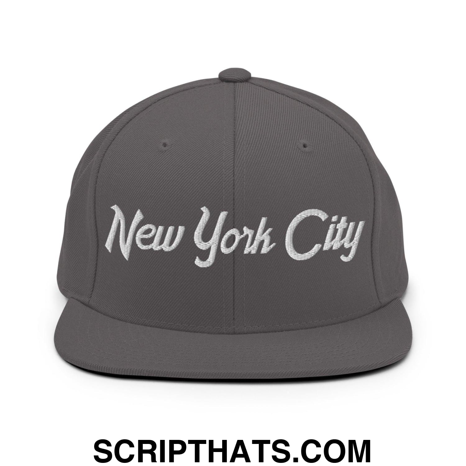 New York City Script Snapback Hat Dark Grey
