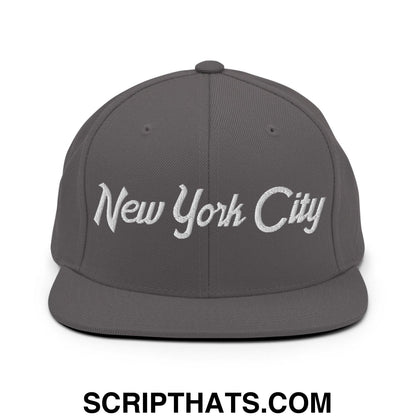 New York City Script Snapback Hat Dark Grey