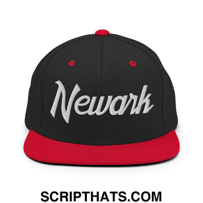 Newark Script Snapback Hat Black Red