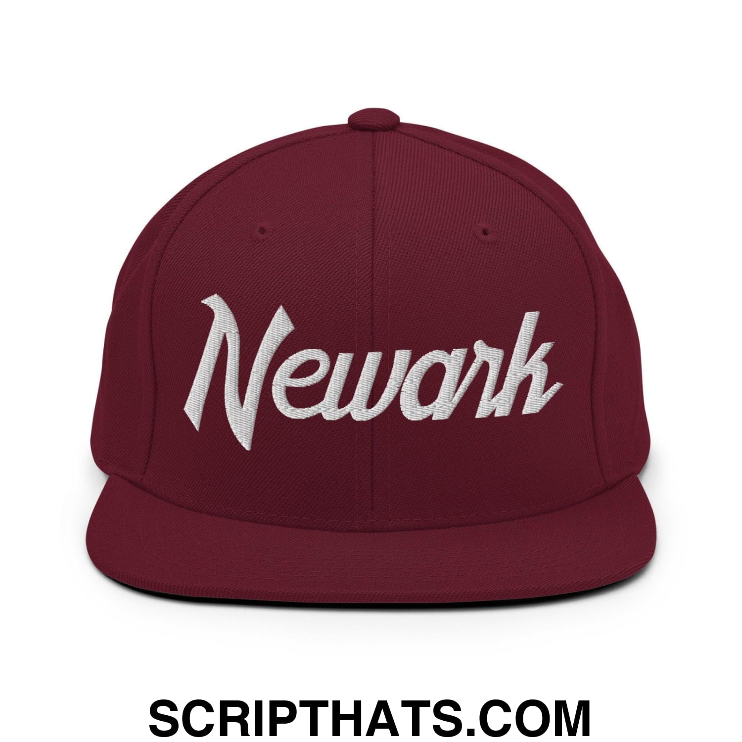 Newark Script Snapback Hat Maroon