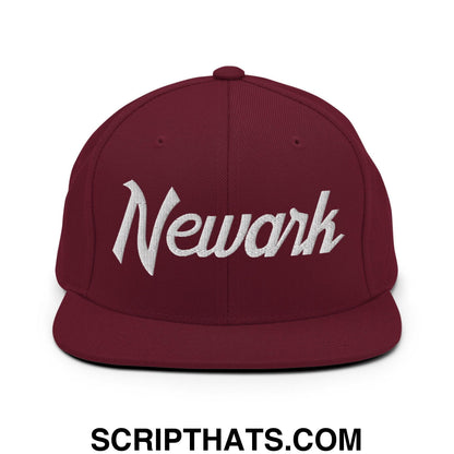 Newark Script Snapback Hat Maroon