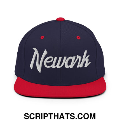 Newark Script Snapback Hat Navy Red