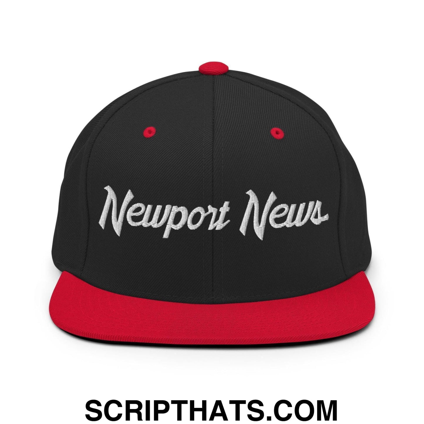 Newport News Script Snapback Hat Black Red