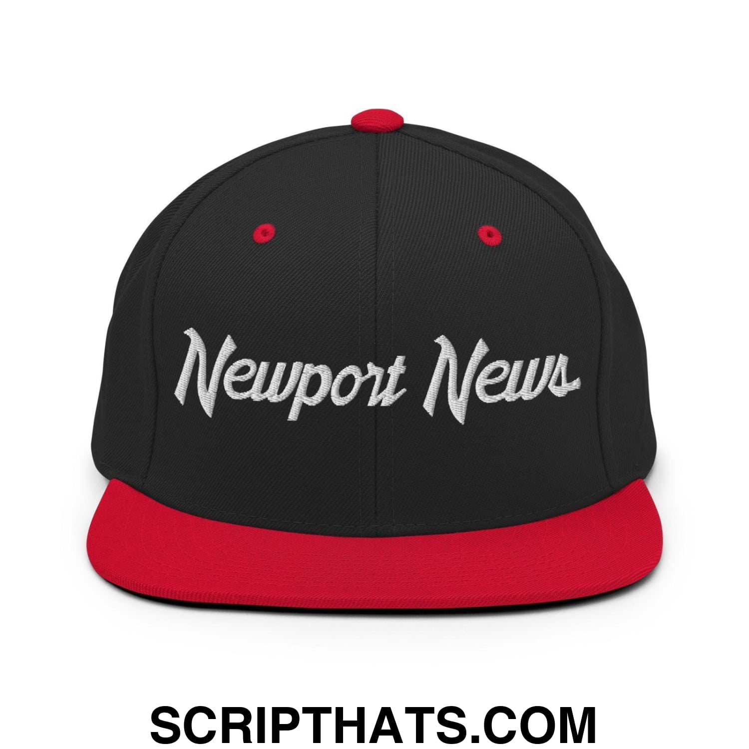 Newport News Script Snapback Hat Black Red