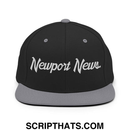 Newport News Script Snapback Hat Black Silver