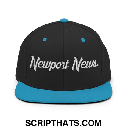 Newport News Script Snapback Hat Black Teal