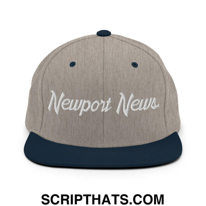 Newport News Script Snapback Hat Heather Grey Navy