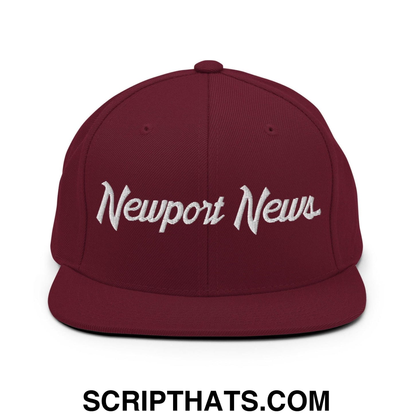 Newport News Script Snapback Hat Maroon