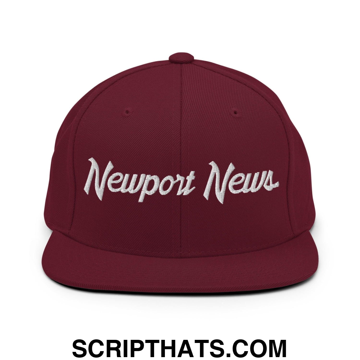 Newport News Script Snapback Hat Maroon