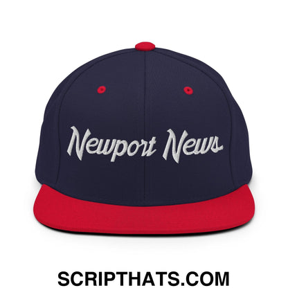 Newport News Script Snapback Hat Navy Red