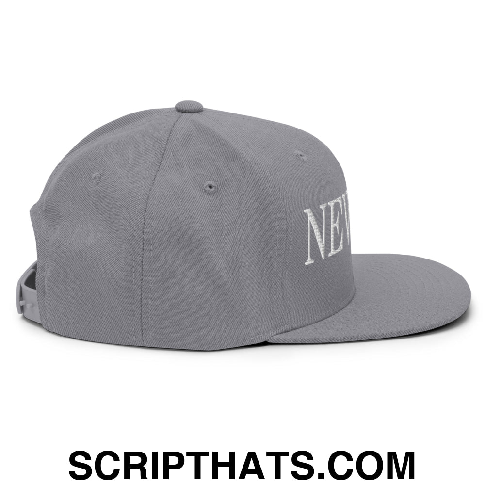 Newsom Embroidered Flat Bill Brim Snapback Hat Silver