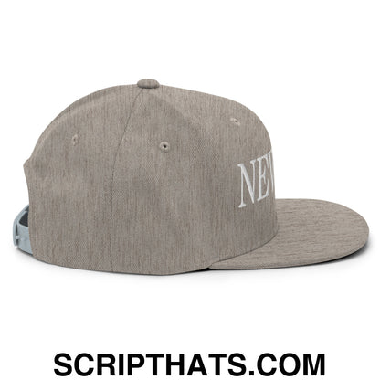 Newsom Embroidered Flat Bill Brim Snapback Hat Heather Grey