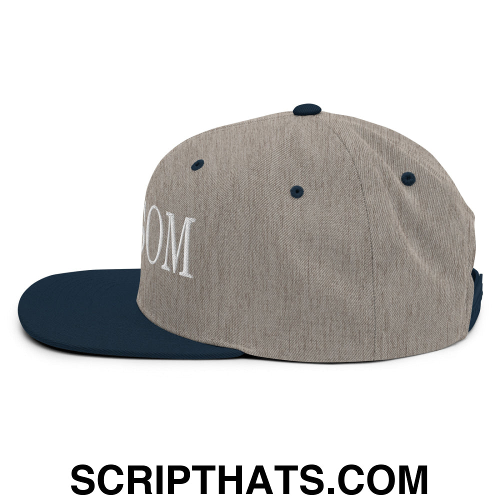 Newsom Embroidered Flat Bill Brim Snapback Hat Heather Grey Navy