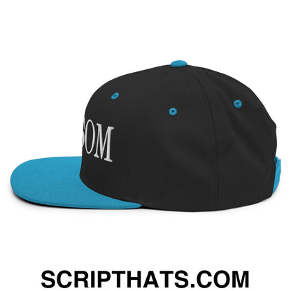 Newsom Embroidered Flat Bill Brim Snapback Hat Black Teal