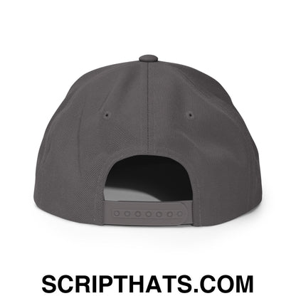 Newsom Embroidered Flat Bill Brim Snapback Hat Dark Grey