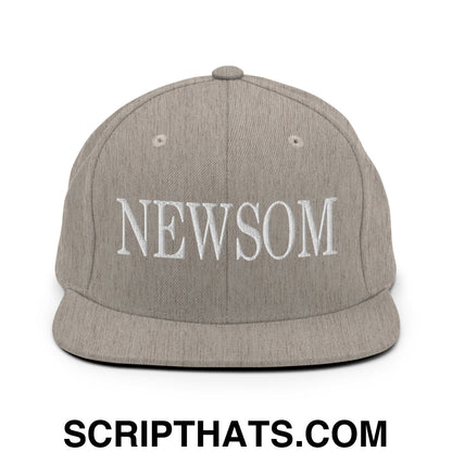 Newsom Embroidered Flat Bill Brim Snapback Hat Heather Grey