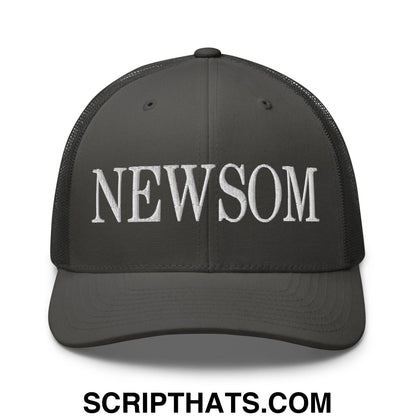 Newsom Embroidered Mesh Trucker Hat Charcoal
