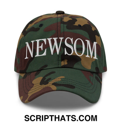 Newsom Embroidered Unstructured Dad Hat Green Camo