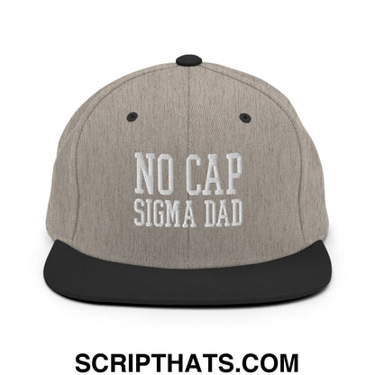 No Cap Sigma Dad Embroidered Flat Bill Brim Snapback Hat Heather Black