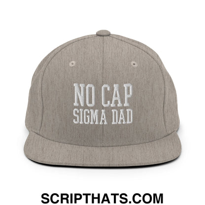 No Cap Sigma Dad Embroidered Flat Bill Brim Snapback Hat Heather Grey