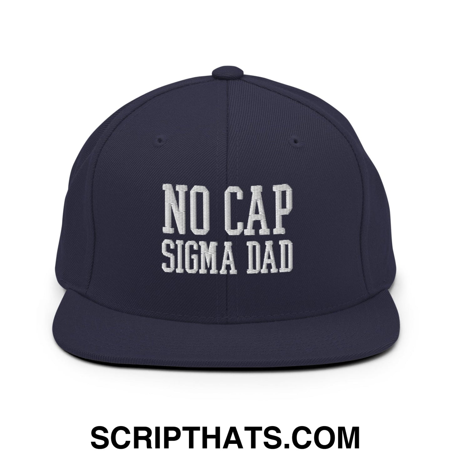 No Cap Sigma Dad Embroidered Flat Bill Brim Snapback Hat Navy