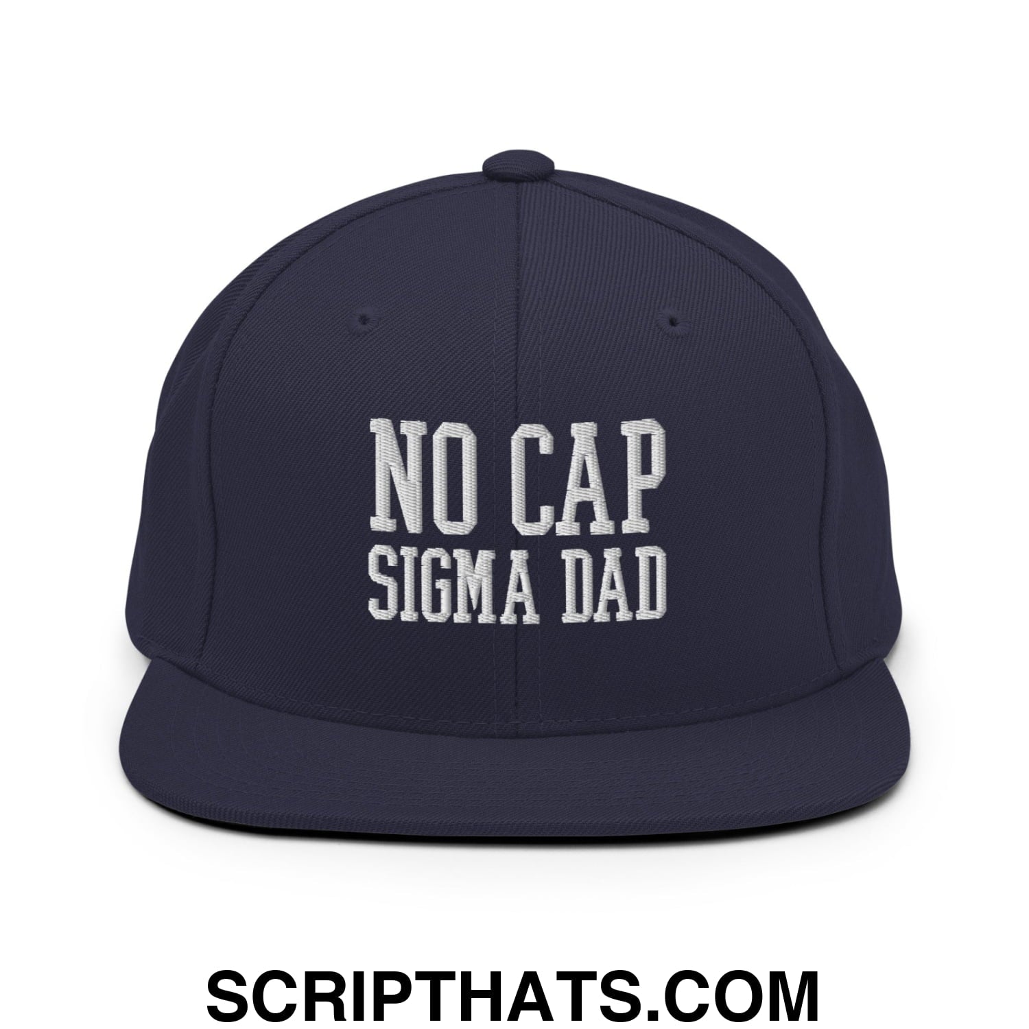No Cap Sigma Dad Embroidered Flat Bill Brim Snapback Hat Navy