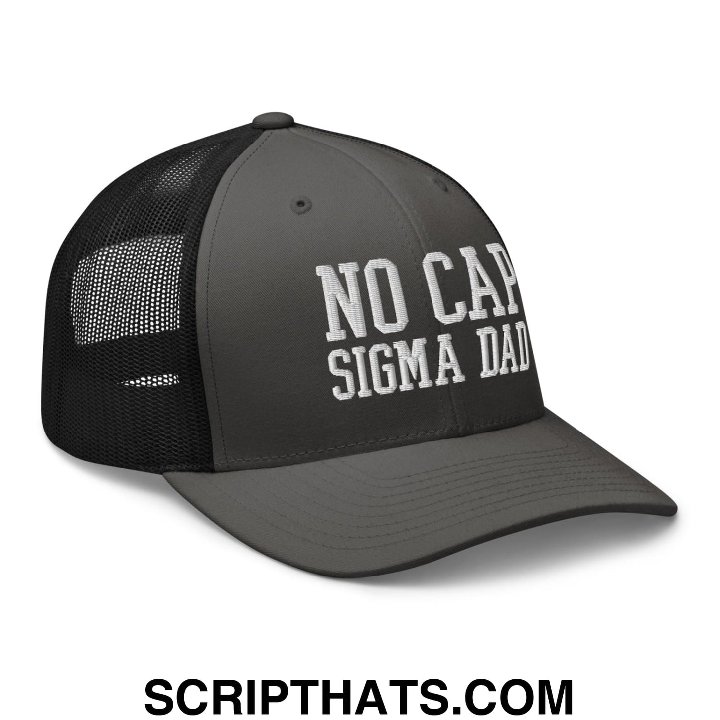No Cap Sigma Dad Embroidered Mesh Trucker Hat Charcoal Black