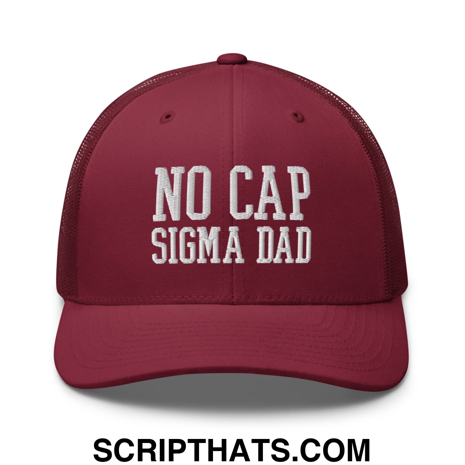 No Cap Sigma Dad Embroidered Mesh Trucker Hat Cranberry