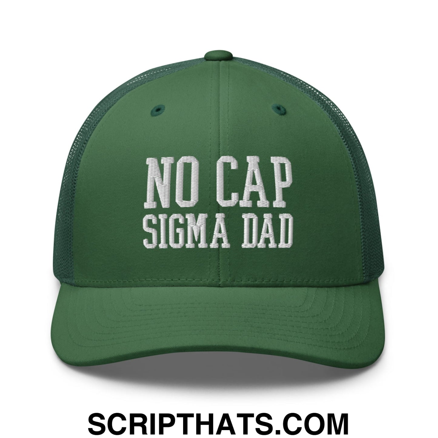 No Cap Sigma Dad Embroidered Mesh Trucker Hat Evergreen