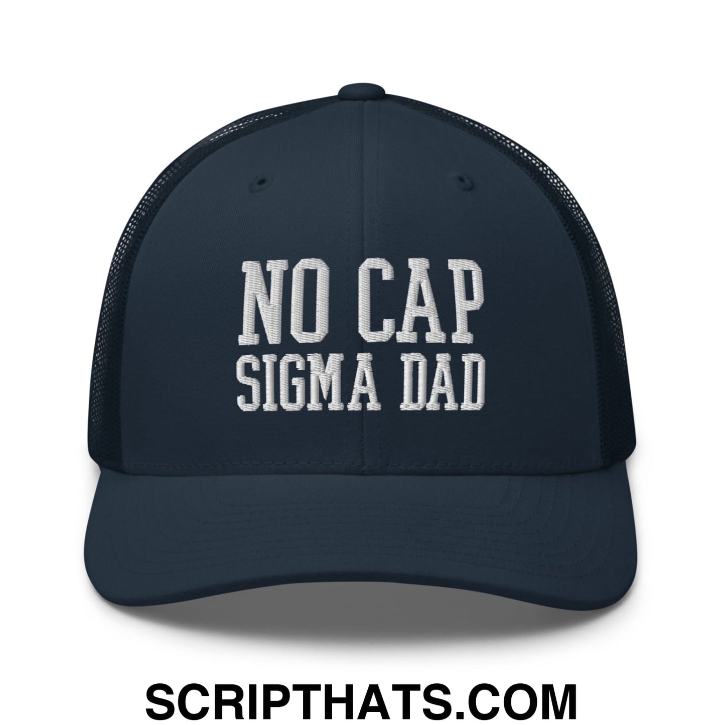 No Cap Sigma Dad Embroidered Mesh Trucker Hat Navy