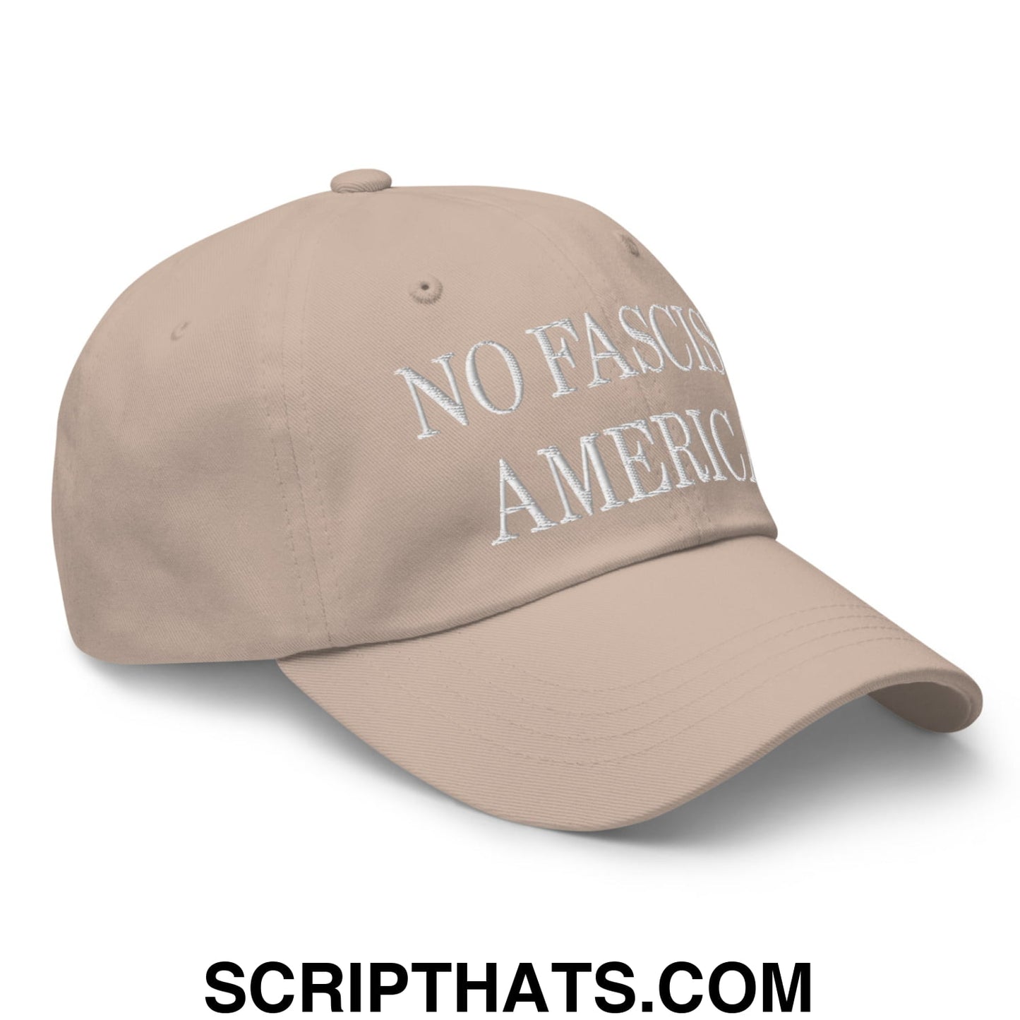 No Fascist America Embroidered Unstructured Dad Hat Stone