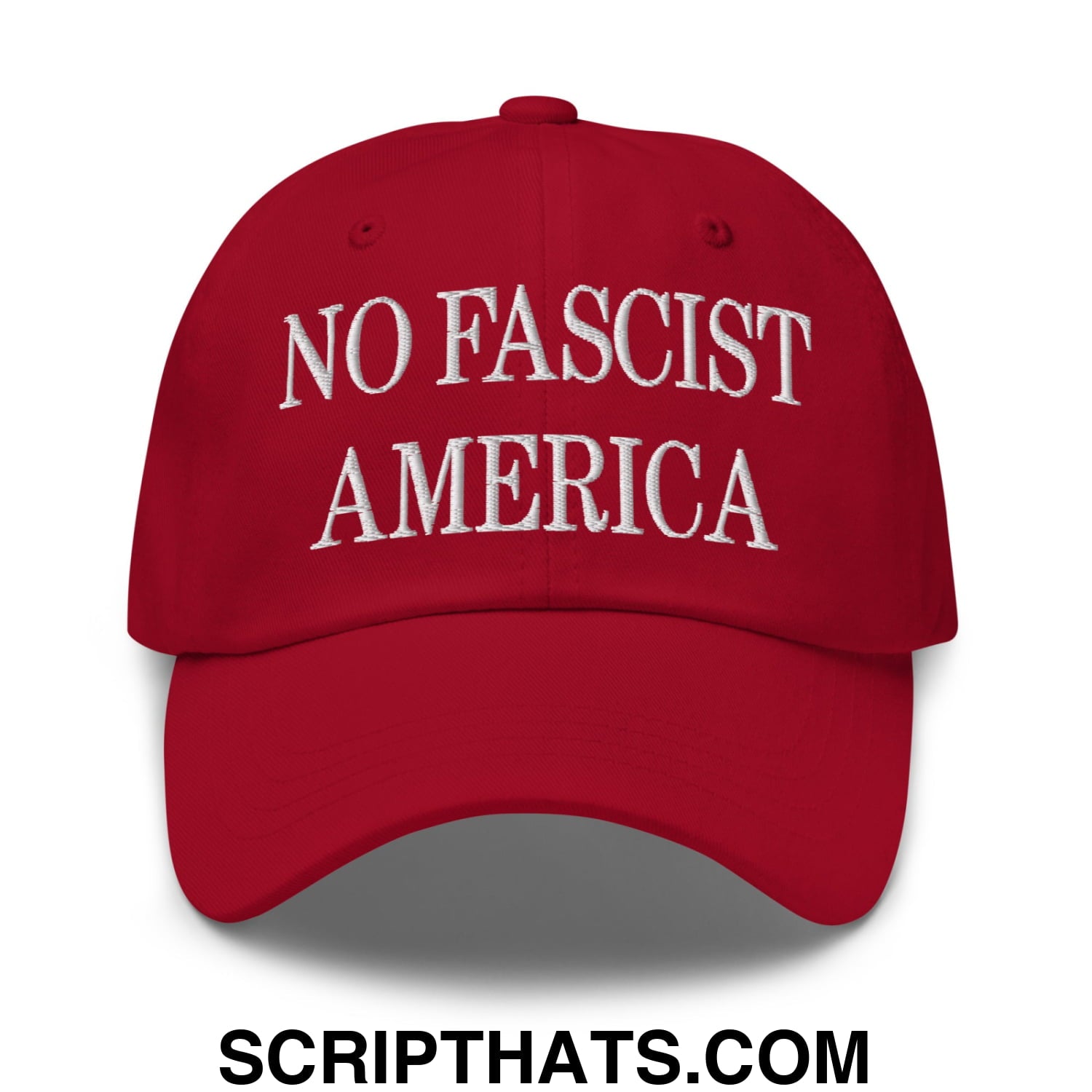 No Fascist America Embroidered Unstructured Dad Hat Cranberry