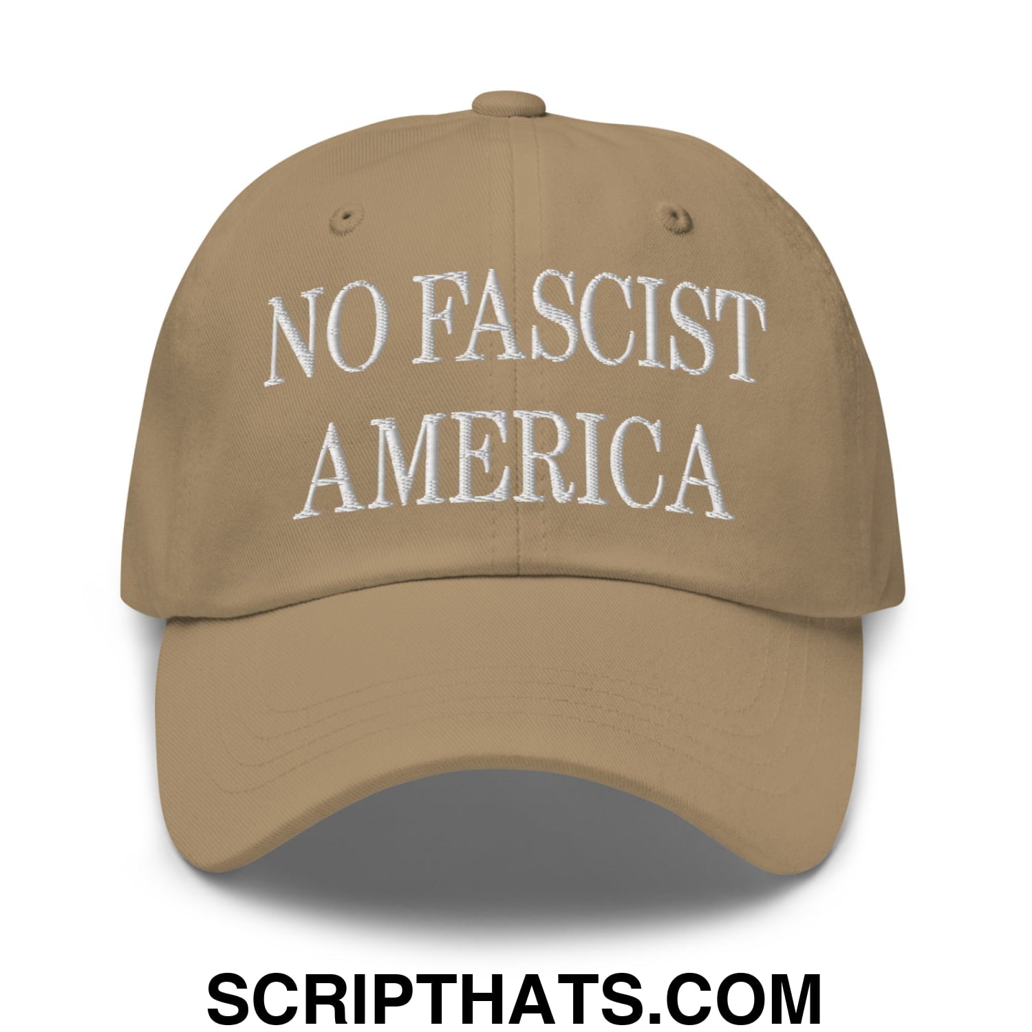 No Fascist America Embroidered Unstructured Dad Hat Khaki